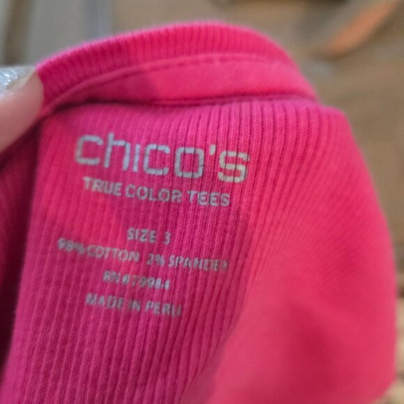 Chico's Hot Pink Ribbed Tank Top - Size 3 - EUC - Picture 3 of 4